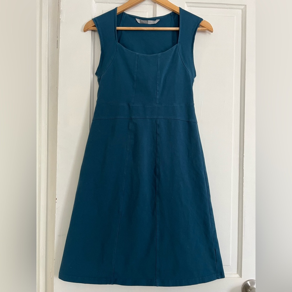 Athleta Blue Organic Cotton Athletic Dress Small Built In Shelf Bra Athleisure